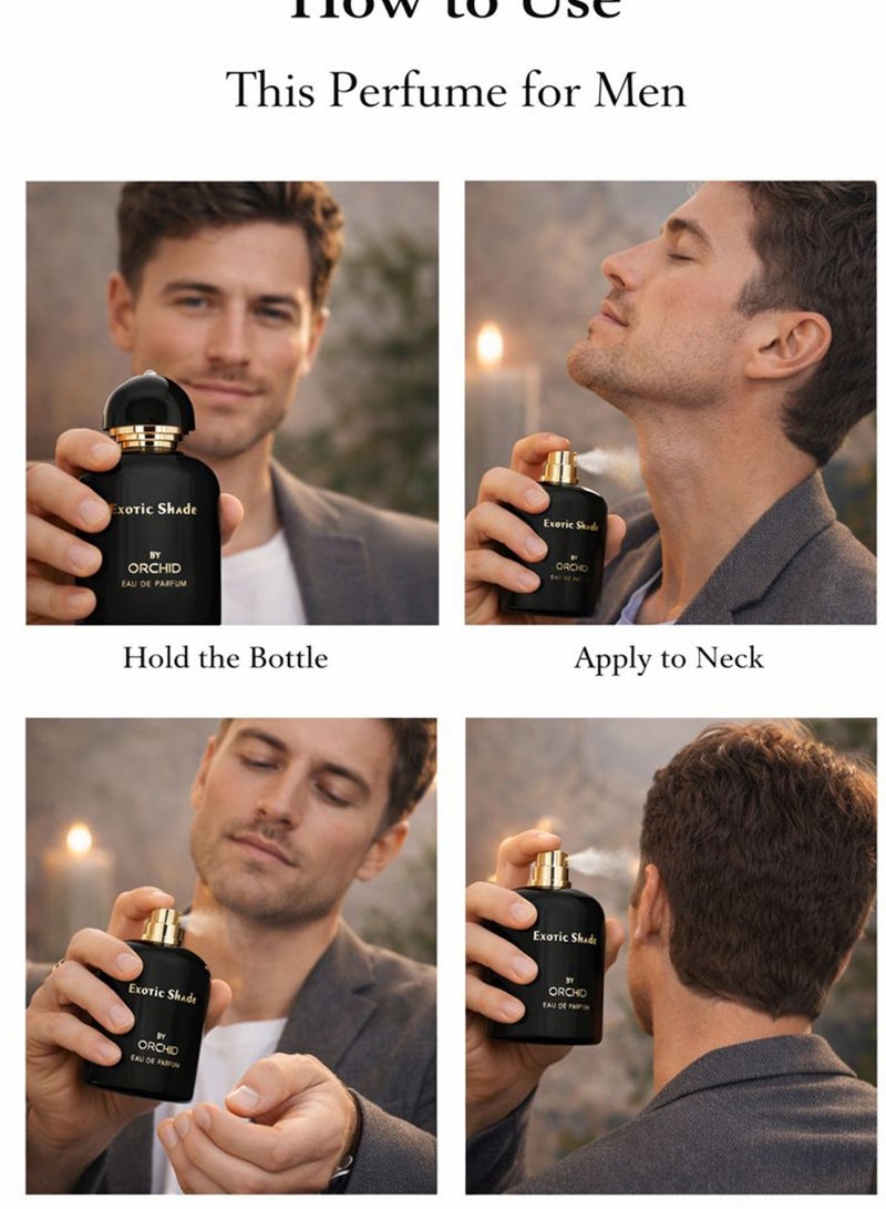 Orchid Exotic Shade Pour Homme Eau de Parfum 100ml for Men | Long Lasting Fresh Spicy Woody Perfume with Cypress, Lemon & Nutmeg Notes | Rosemary, Pepper & Musk Base - Image 3